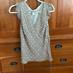 Ann Taylor Loft brown top with tie at waist